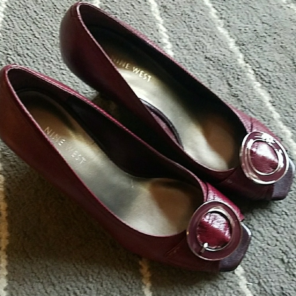 Nine West Maroon Heels with Buckle